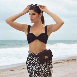 Montce swim Hayden black ribbed bikini top size M